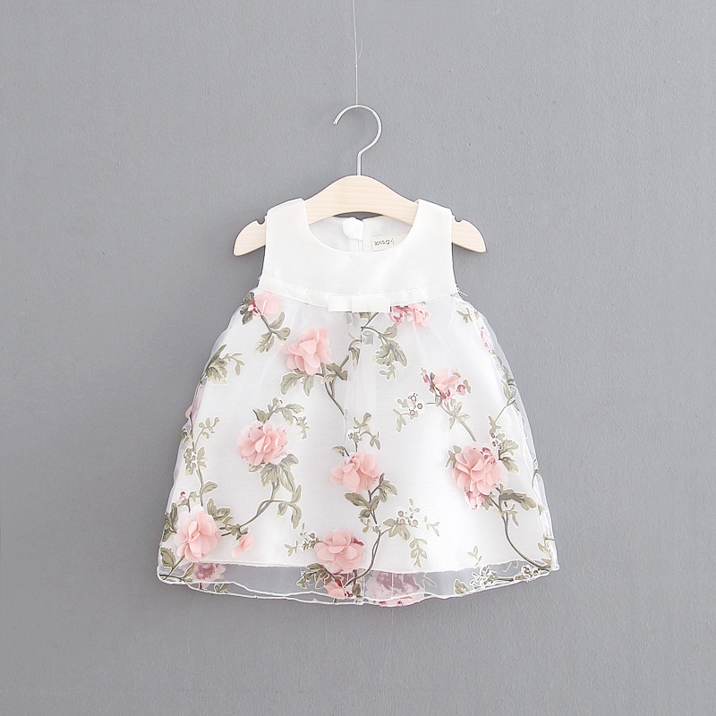 2016 Girls Lace flower Top Fashion Children Princess Dresses baby Kid sleeveless Floral comfort Children Clothing