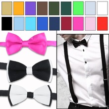Formal Classic Pre Tied Adjustable Plain Formal Wedding Groom Tuxedo Suit Necktie Dicky Bow Tie Bowties