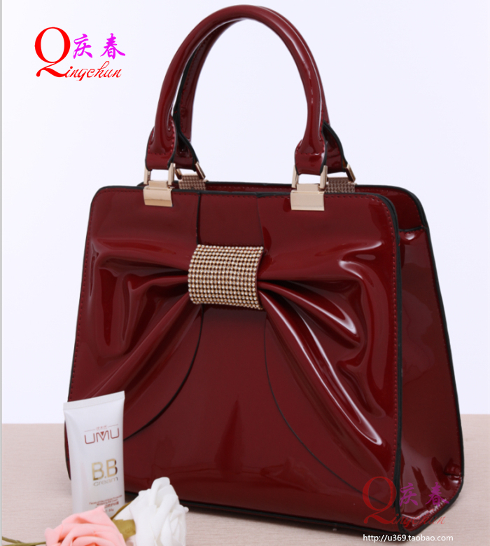Fashion fashion women's bags 2014 women's handbag japanned leather shiny handbag shaping bow shoulder bag