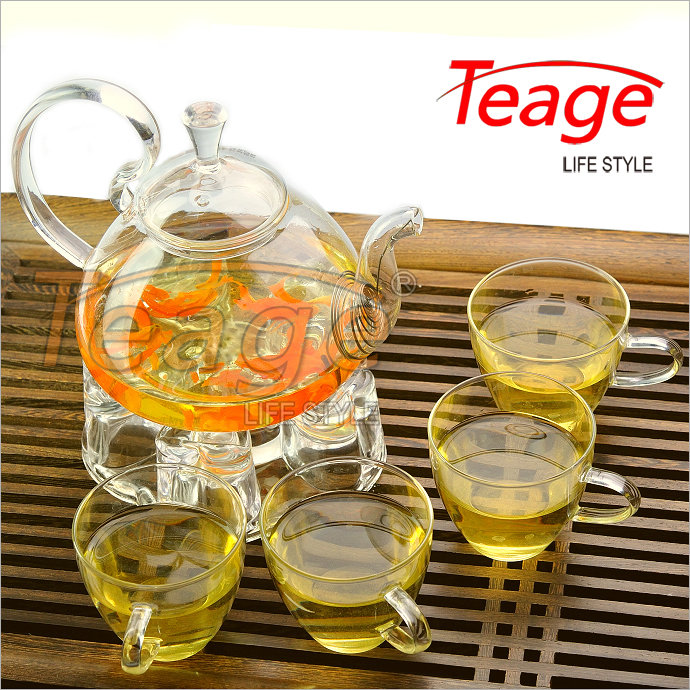 Ag9 set herbal tea set transparent heat resistant glass pot flower pot tea cup base insulation
