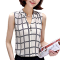 Blusas Feminino Chemise Femme Women Blouses Summer Shirts Sleeveless Blouse Hot Plaid Tops Tunic Chiffon Casual
