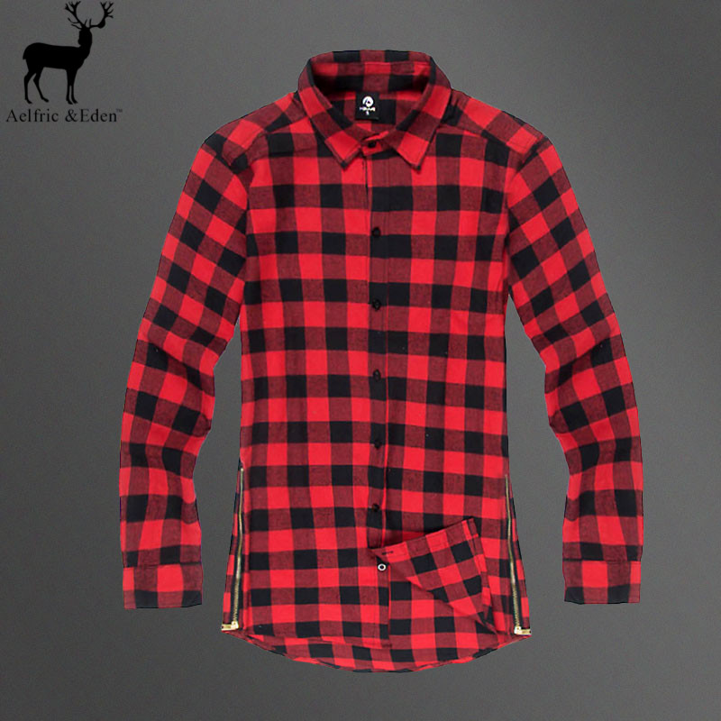 Aelfric Eden Extended Longline Striped Shirts Side Zipper Man Swag Shirt Hip Hop Men Streetwear Curved