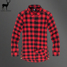 Aelfric Eden Extended Longline Striped Shirts Side Zipper Man Swag Shirt Hip Hop Men Streetwear Curved Hem Plaid Thicken Shirts