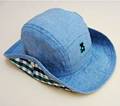 Baby Cowboy Hat Kids Blue Jean Sun Helmet Boy Summer Caps With Chin Strap Kids Bucket