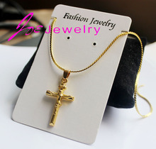 Cross Necklace Women/Men Jewelry Wholesale Trendy 2 Colors Platinum/18K Real Gold Plated INRI Crucifix Jesus Cross Pendant N300