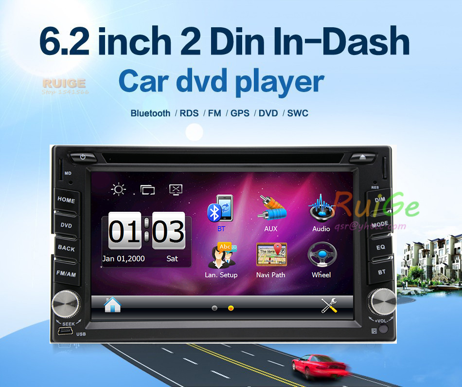 2 din car dvd player GPS Navigation universal car radio audio stereo in dash Bluetooth Free map+Camera
