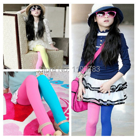 1PC Trendy 20 styles Candy Color Girls Kids Two colors Seamless Pantyhose Legging Free Drop Shipping