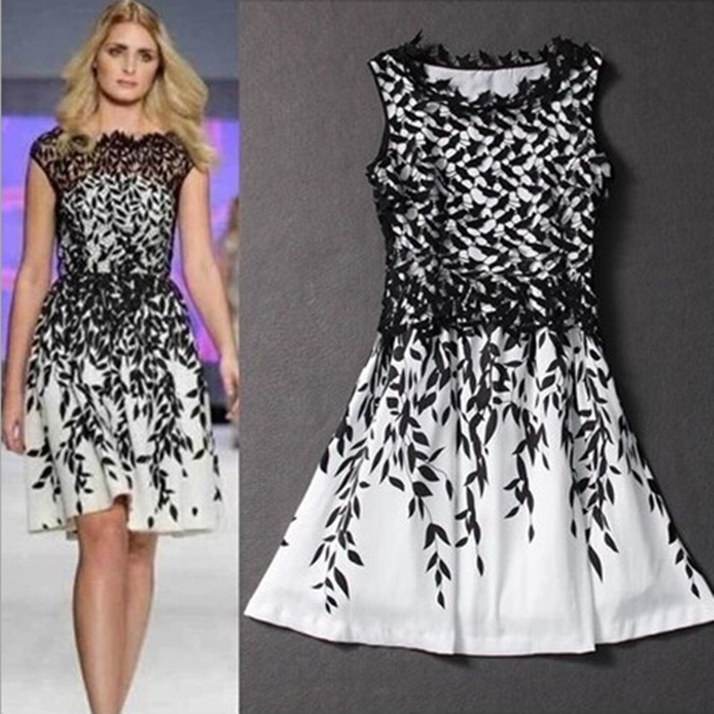 2015-Women-Summer-Dress-Elegant-Print-Dress-Fashion-Style-Lace-Dress-Stitching-Floral-Dresses-Vestido-De
