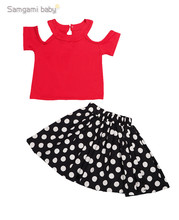 Children Clothing Set Girls Summer Set Kids Suit Red T shirt + Polka Dot Skirt Two Pieces Set for Kids Girls Clothes Girl Set