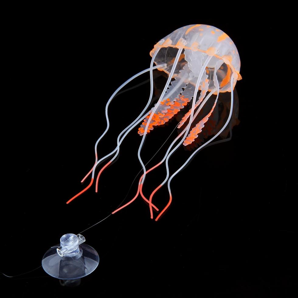 2014 promotion hot sale gold aquarium filter orange glowing effect artificial fake jellyfish for