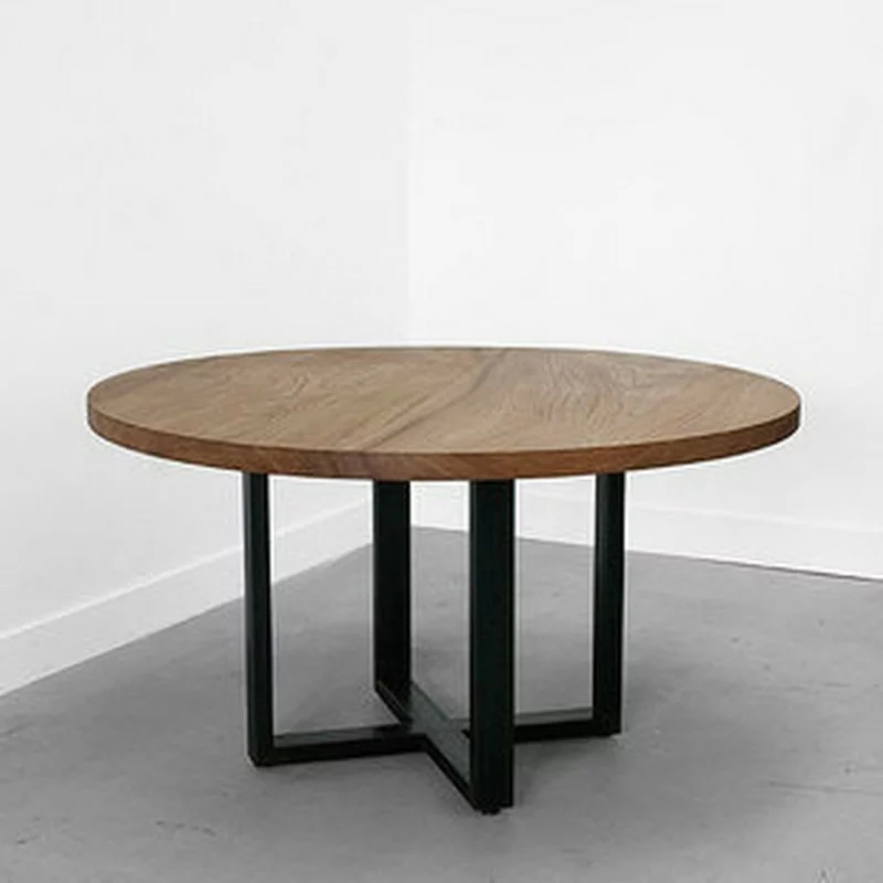 American retro hout ronde tafel rondetafelgesprek ijzer ambachtelijke