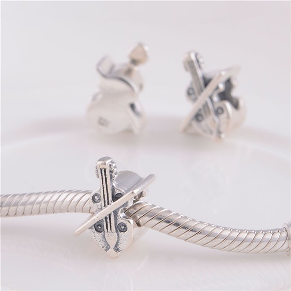 2014 Fashion Delicate Violin Charms 925 Sterling Silver Jewelry Charms 925 Fit European Style Bracelets Necklace (4)