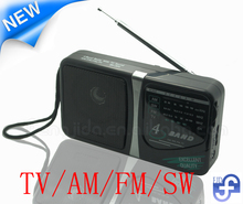 4band Radio Whith TV Sound FM AM SW Portable Classic Mini Radio Player Stereo