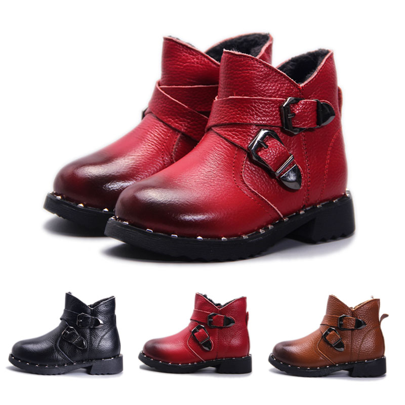 2015 new children's winter boots cotton boots Martin boots Korean boys and girls fashion snow boots, children's leather boots