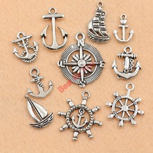 Anchor Charm Mixed Tibetan Silver Tone Rudder Fashion Pendants Jewelry Diy Jewelry Making 10pcs c016