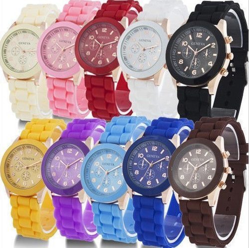 Geneva Women Fashion Colorful Rubber Quartz Watches Young Sports Women gold watch Casual Dress Wristwatches relogios