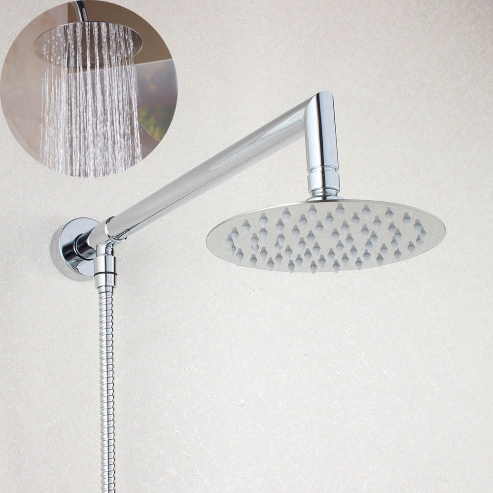 6 inch Round Rainfall Shower Head Extension with Shower Arm Bottom Entry 03-002