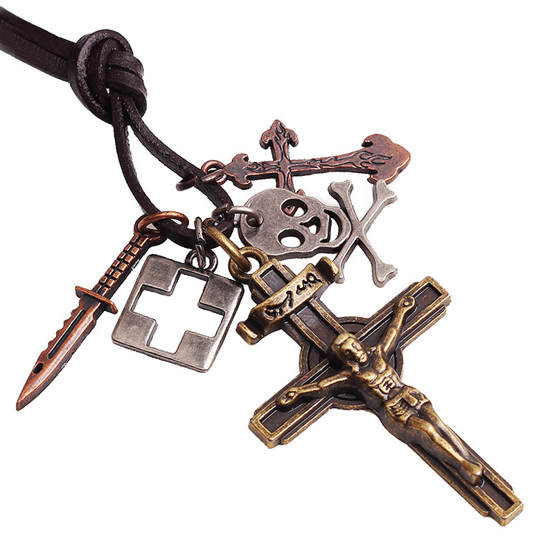 Skull Men s Fashion  Silver charms   Charms Genuine cross Cross Vintage pendants Pendant