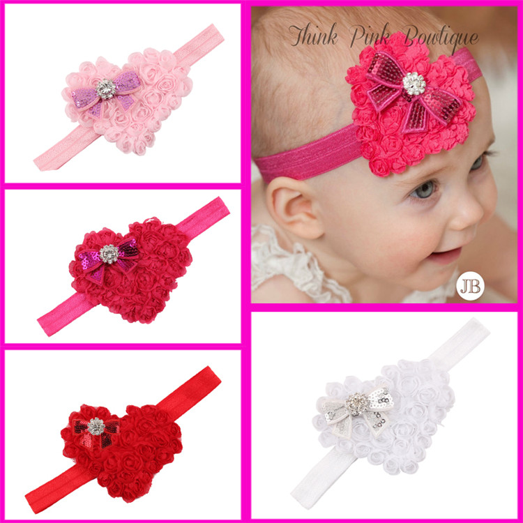 967 New baby valentine headband 641 15 new style Baby Valentine's Day Headband Floral Girl Hairbands   