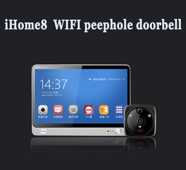 On Sale Rollup iHome 8 Android IOS APP Control Wireless Wifi Peephole Video Doorphone Viewer WIFI Peephole Doorbell System