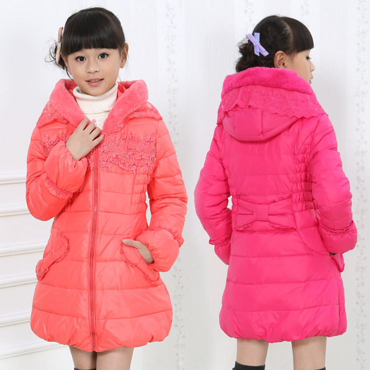 Kids down jacket and long sections Korean girls 2014 new authentic thick warm down jacket children Zhongda Tong