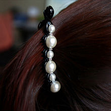 1PC HOT Fashion Simple Women pearl hairpins Black New Beautiful hair banana clip hair accessories