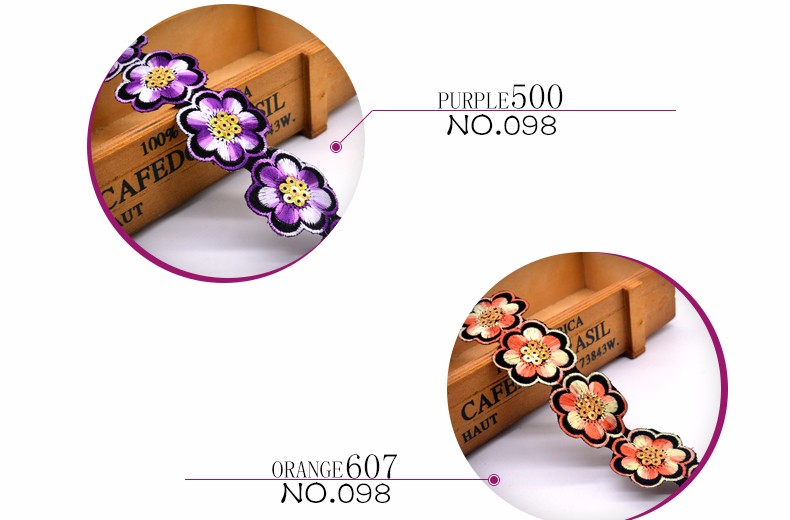 Description Picture 6 of itemNew fashion 1 yard 40mm embroidered sequins lace ribbon tape trim iron on patch sewing crafts Bohemia garment accessories DIY