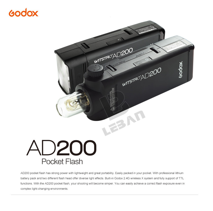Description Picture 3 of itemGodox AD200 200Ws GN60 High Speed Sync Pocket Flash + Godox X2T-C/N/S/F/O Transmitter for Canon Nikon Sony Fuji Olympus Camera