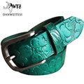 2016 new fashion genuine leather belt woman vintage floral carved cowskin belts women top quality strap