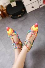 Europe and the big 2015 spring new shoes sandals shoes a colorful rainbow rivet shoes 2