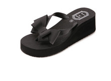 2016 Summer bowknot Shoes Fashion Women Sandals Hawaii Beach Flat Wedge Flip Flops Lady Slippers 3 Colors