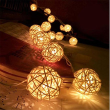 1.5M LED Rattan 10 Balls LED String Light Fairy Lanterns Wedding Outdoor Decor