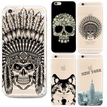 For Iphone6 Case Top Indian Head Skull Phone Cover For Apple Iphone 6 6s Silicone Case Animal Dog Pattern Tpu Soft Cases