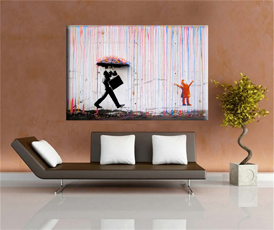 Buy Banksy Art Colorful Rain Banksy Canvas Painting Wall Of Cuadros ... Buy Banksy Art Colorful Rain Banksy Canvas Painting Wall Of Cuadros ...