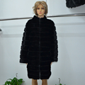 Real fur mink coat jacket women s long collar black full and nine quarter fashion