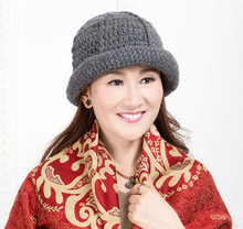 Handmade knitted hat autumn and winter casual women’s roll-up hem dome knitted hat