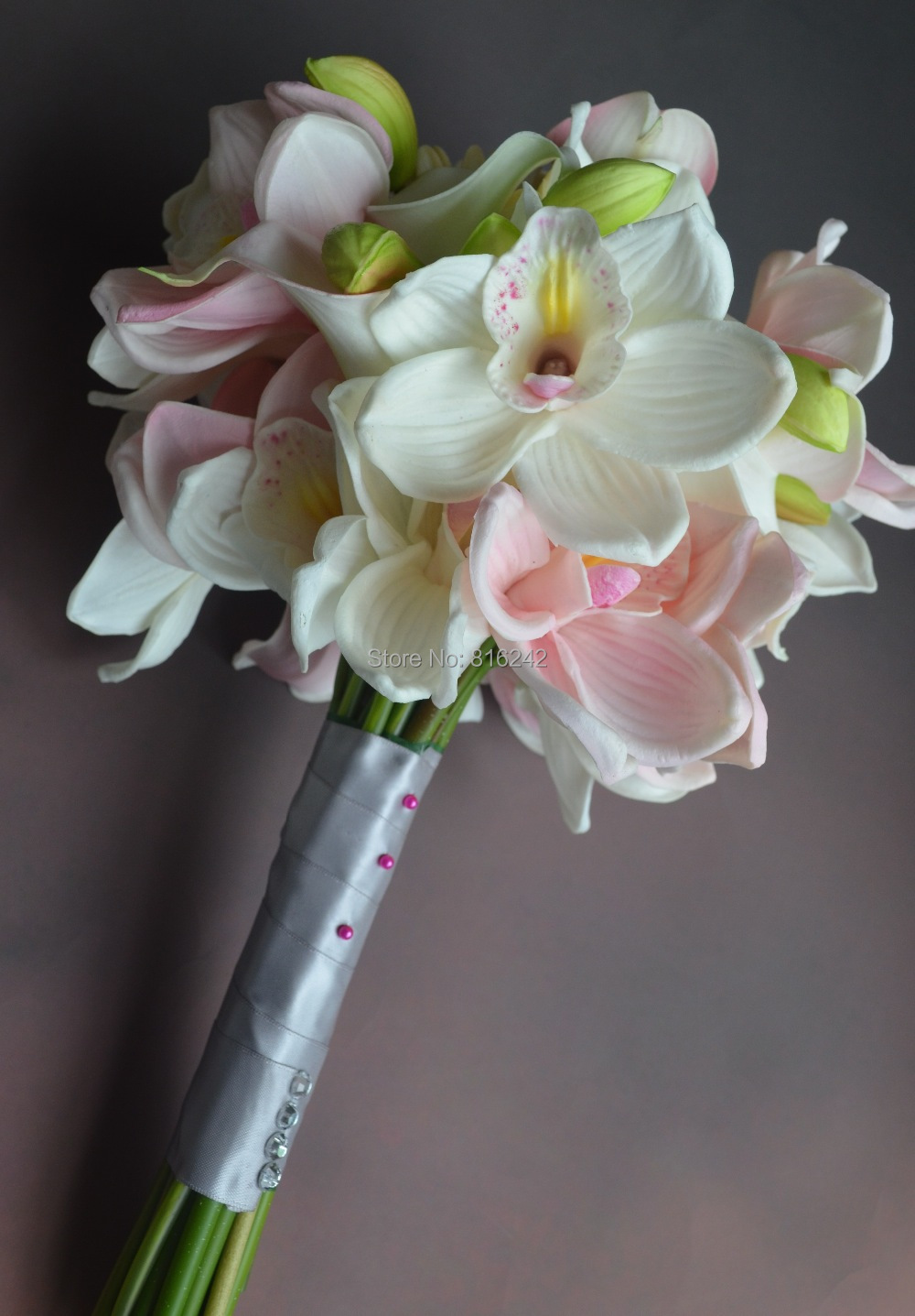 White Cymbidium Orchid Bouquet