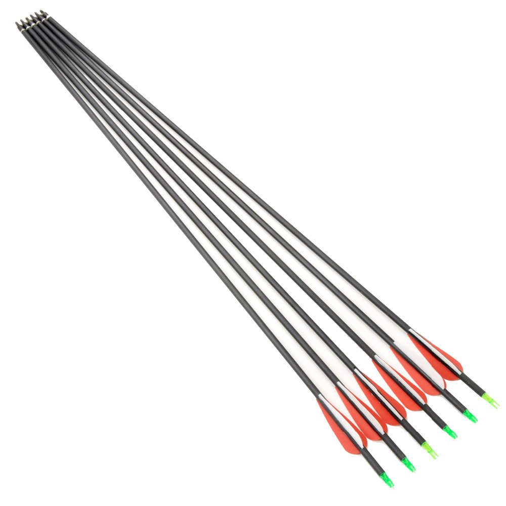 6Pcs lot New 30 inch Long Archery Carbon Arrow Shafts Arrows with Steel Point and Changeable