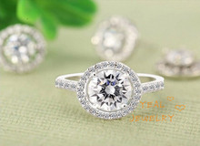 Round Stone Wedding Rings For Women Sterling Silver Artificial Diamond Jewelry 2015 Gifts For Friends Wholesale