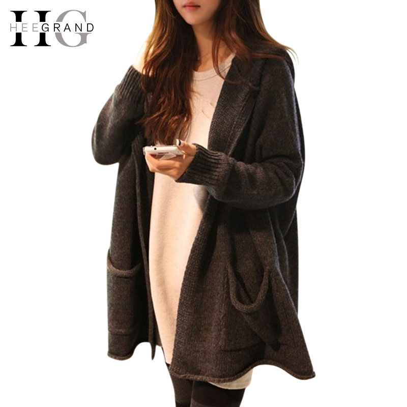 2014 Autumn Hot Sale Women Sweater Fashion Casual Solid Hoody Full Sleeve Long Loose Cardigan Tricotado Cardigans WZL304