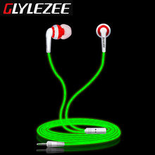 Glowing in the Dark Luminous In-Ear Headset MP3 Music Earphone for iPhone Samsung Xiaomi Mobile Phone FM Radio Free Shipping