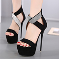 Sexy Rhinestone Sandals 2017 High Heels Women Shoes Platform Shoes Woman High Heels 16CM Pumps Shoes