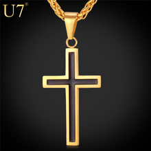 Cross Pendant Necklace 2015 New Trendy 18K Real Gold Plated Stainless Steel Religious Christian Cross Jewelry For Women/Men P580
