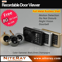 Clear night vision 3.0 inch mini door peephole camera with motion sensor + record video + take photo automatically