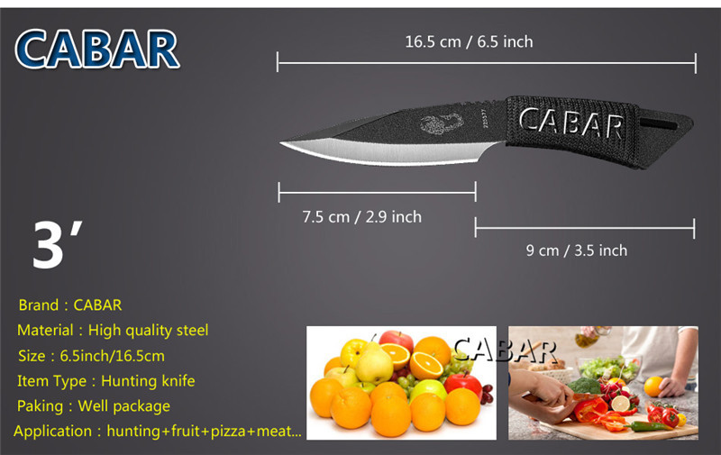 CABAR 2015 New Arrivals Hunting Camping Diving Outdoor Knife Top Quality Knife 1 Set 3 Knives