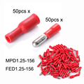 100x Electrical Male Female Crimp Terminals Wire Bullet Connector Red 10A BI057