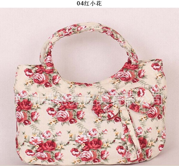 New cute bow handbag fashion casual canvas bag female hand bag