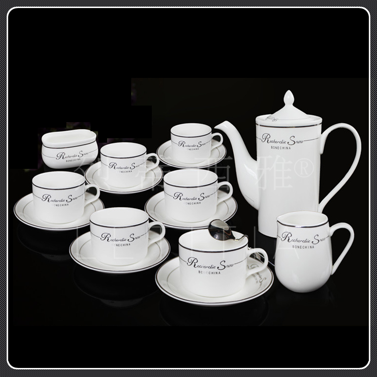 Aussie style fashion ceramic coffee cup and saucer pot bone china coffee set quality 15 platinum