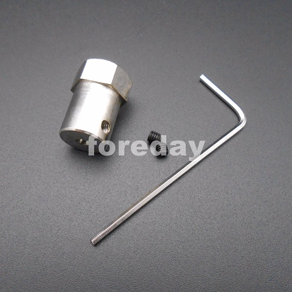 Description Picture 5 of item10PCS M3 Iron electroplating Wheel Shaft Motor Hexagonal HEX Coupling Coupler L:12mm+4 spanners wrench 3MM 10PCS/LOT*FD426X10+4