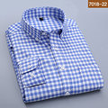 2016 Autumn men s shirts 100 cotton mens dress shirts Plaid striped full sleeve England slim